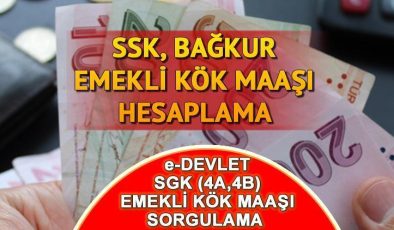 KÖK MAAŞ HESAPLAMA TABLOSU OCAK 2024 || Kök maaş nasıl bulunur, nereden sorgulanır? En düşük SSK, Bağ-Kur emekli aylığı ne kadar, kaç TL olacak? e-Devlet kök maaş öğrenme ekranı…