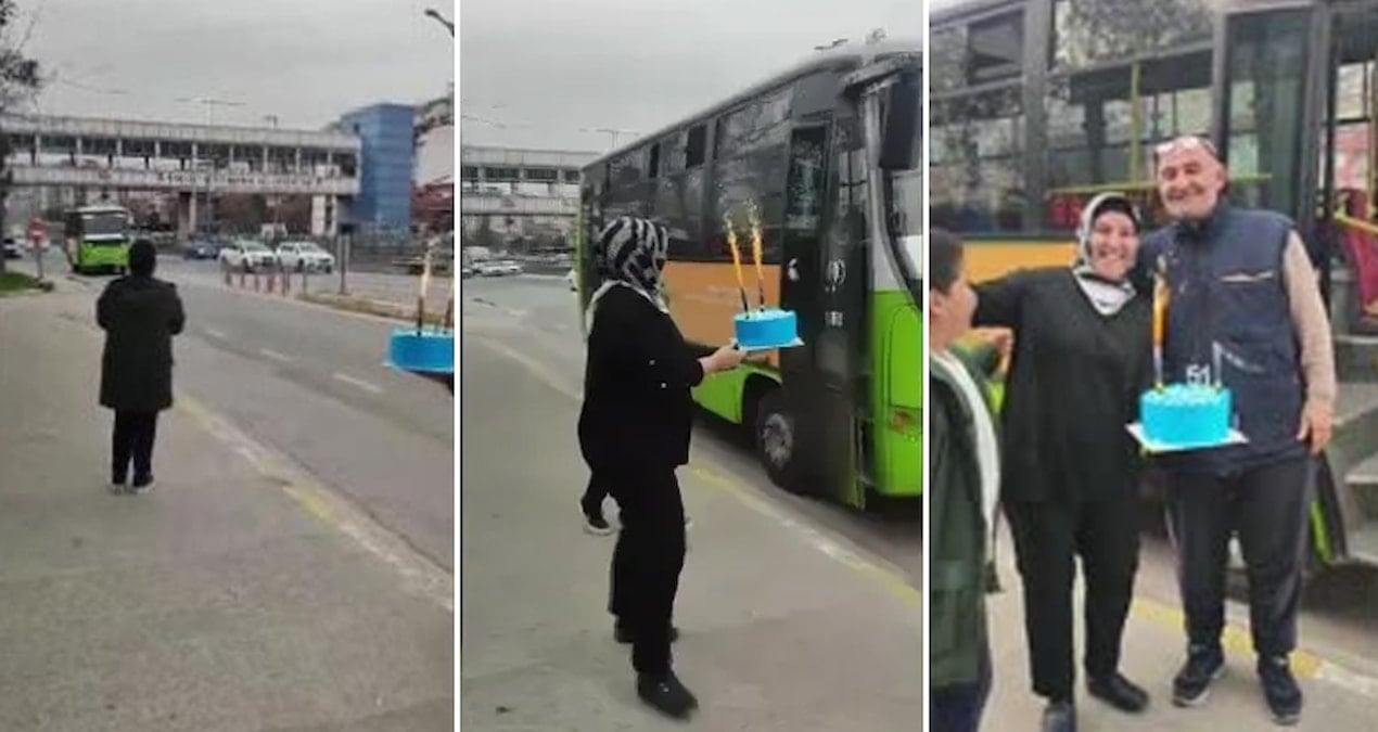 Otobüs şoförüne eşinden anlamlı jest: Doğum günü sürprizi!